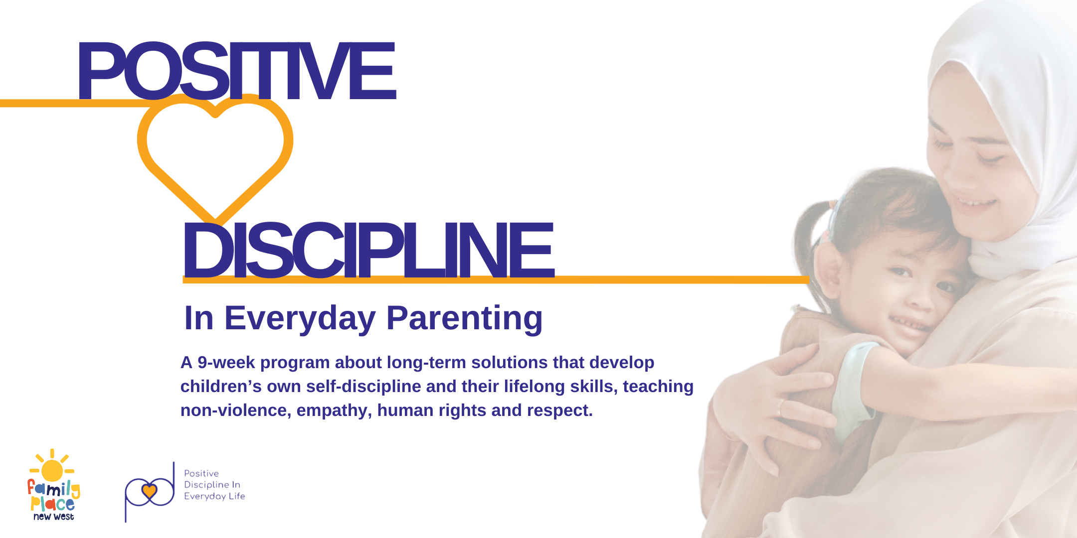 Image of a woman and child with Positive Discipline program information